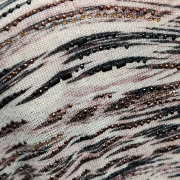 CJ Banks Plus Size 1X Abstract Beaded Tunic Top Batwing Sleeve Stretch Blouse - Picture 11 of 11